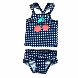 Girls Gingham Two Piece Swimsuit